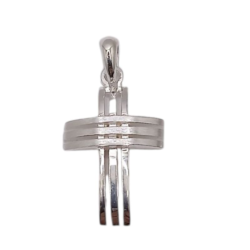 DIJE CRUZ FANCY SOLIDA EXTRA PULIDA  3.5 CM CON ASA, PLATA .925