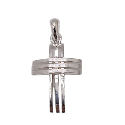 DIJE CRUZ FANCY SOLIDA EXTRA PULIDA  3.5 CM CON ASA, PLATA .925