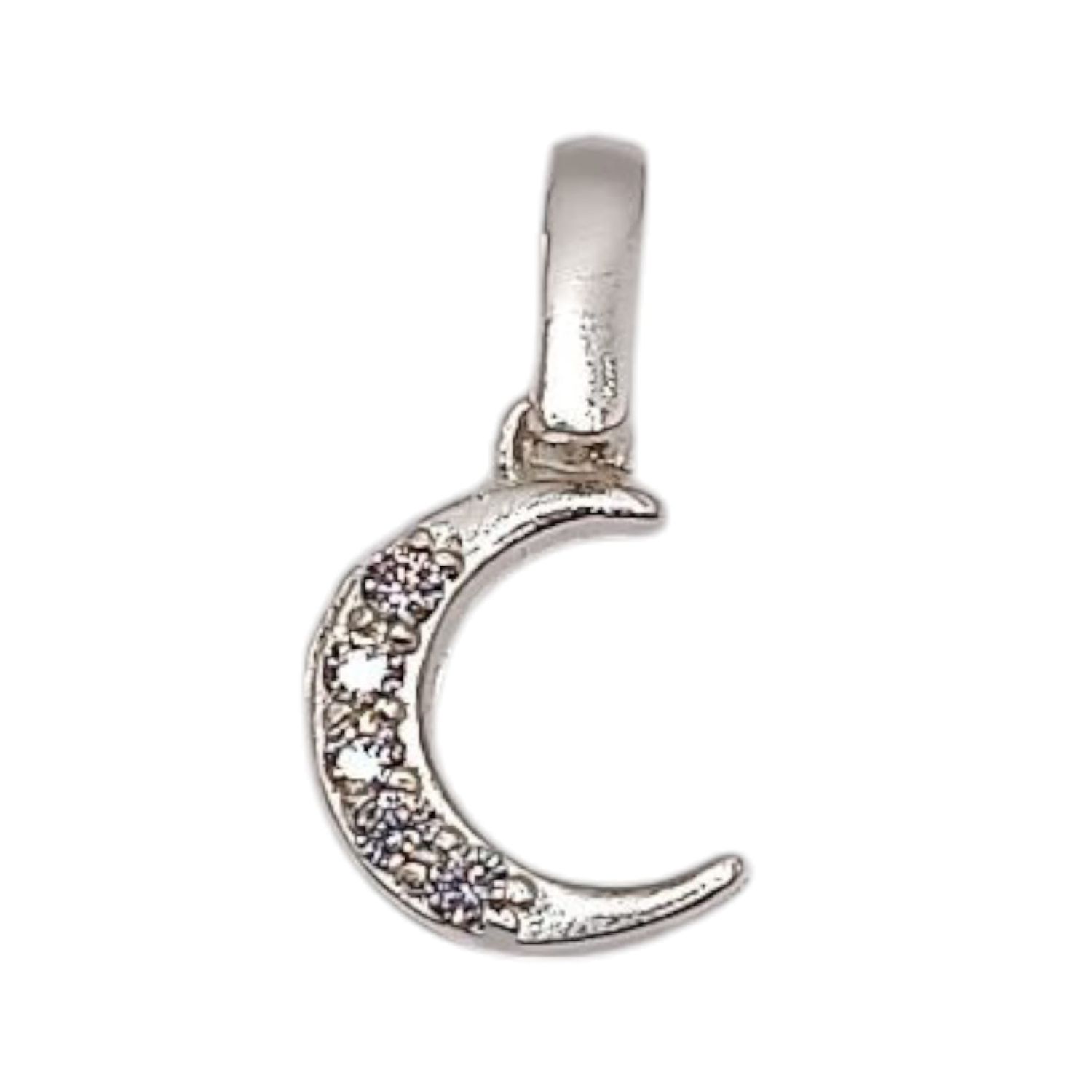 DIJE LUNA CON CZ  2 CM CON ASA PLATA .925