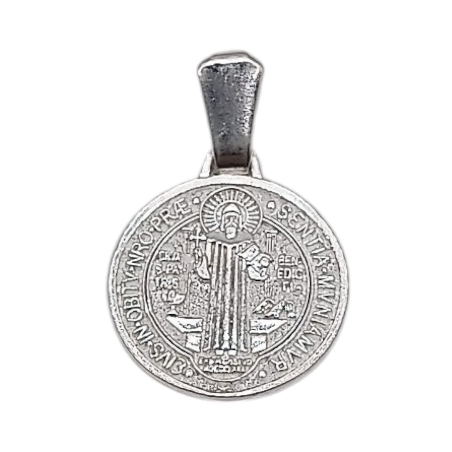 MEDALLA SAN BENITO  2.5 CM CON ASA  PLATA .925