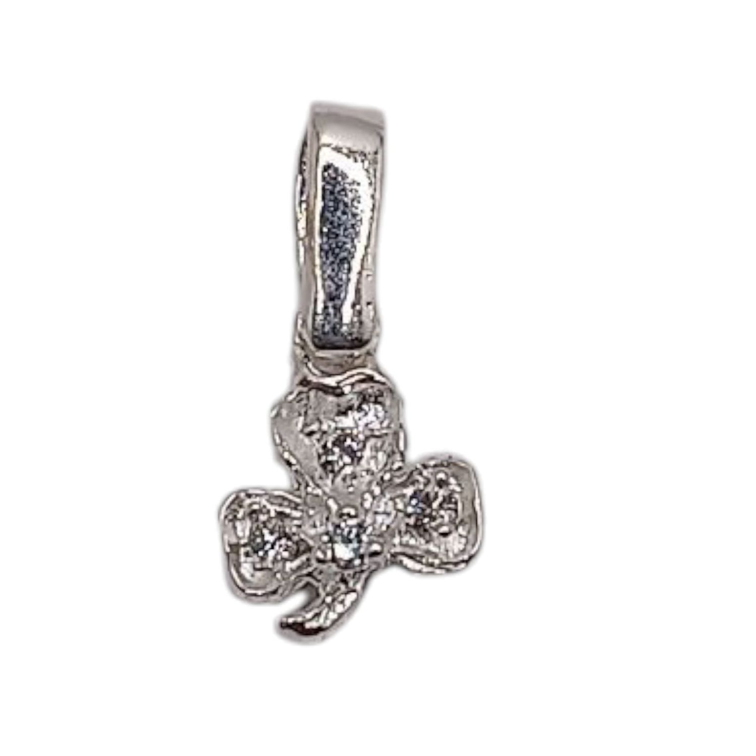 DIJE TREBOL 1 CM CON MINI CZ . PLATA .925