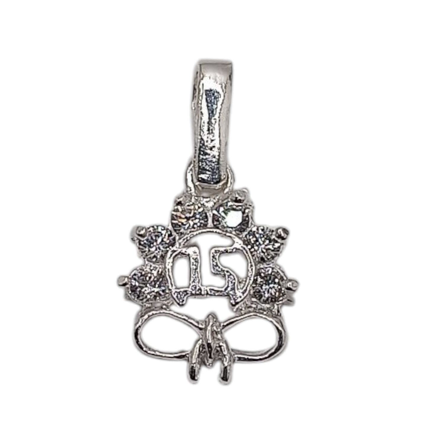 DIJE XV AÑOS CON MOÑO Y MINI CZ  2 CM CON ASA PLATA .925