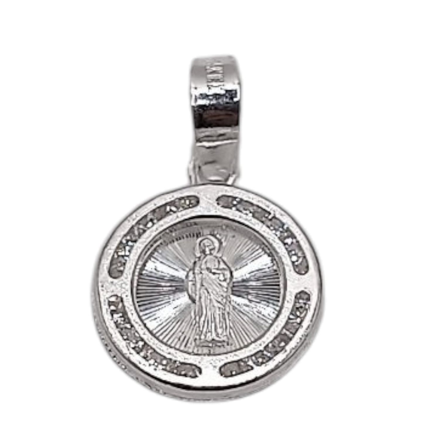 MEDALLA SAN  JUDAS T.  1.5 CM CON MINI CZ PLATA .925