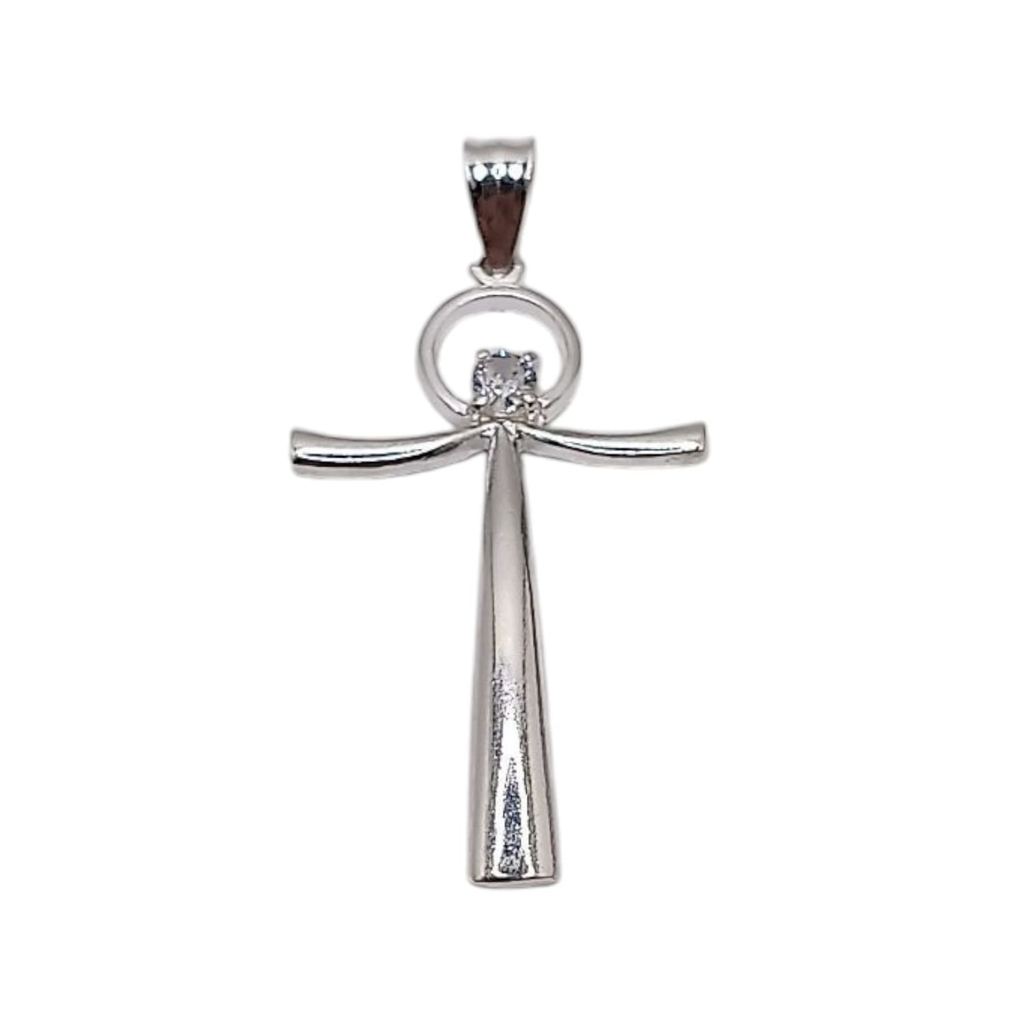 DIJE CRUZ CON CZ 3.5 CM PLATA .925