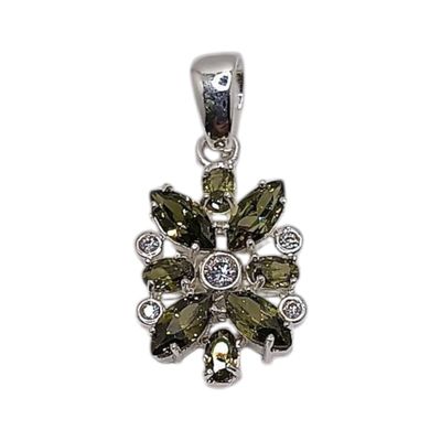 DIJE CON CZ VERDE OLIVO  3.4 CM CON ASA PLATA .925