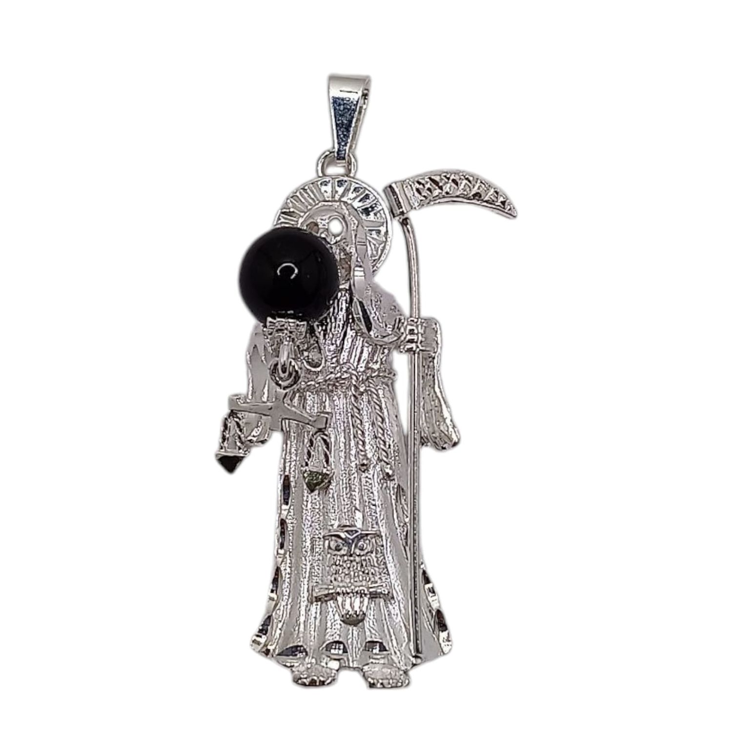 DIJE STA  MUERTE 4.5 CM PLATA .925