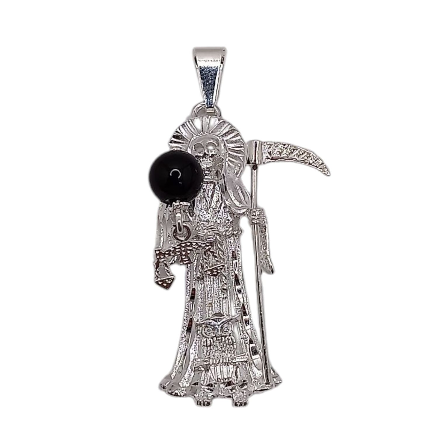 DIJE  STA MUERTE 3.5 CM LARGO TOTAL PLATA .925