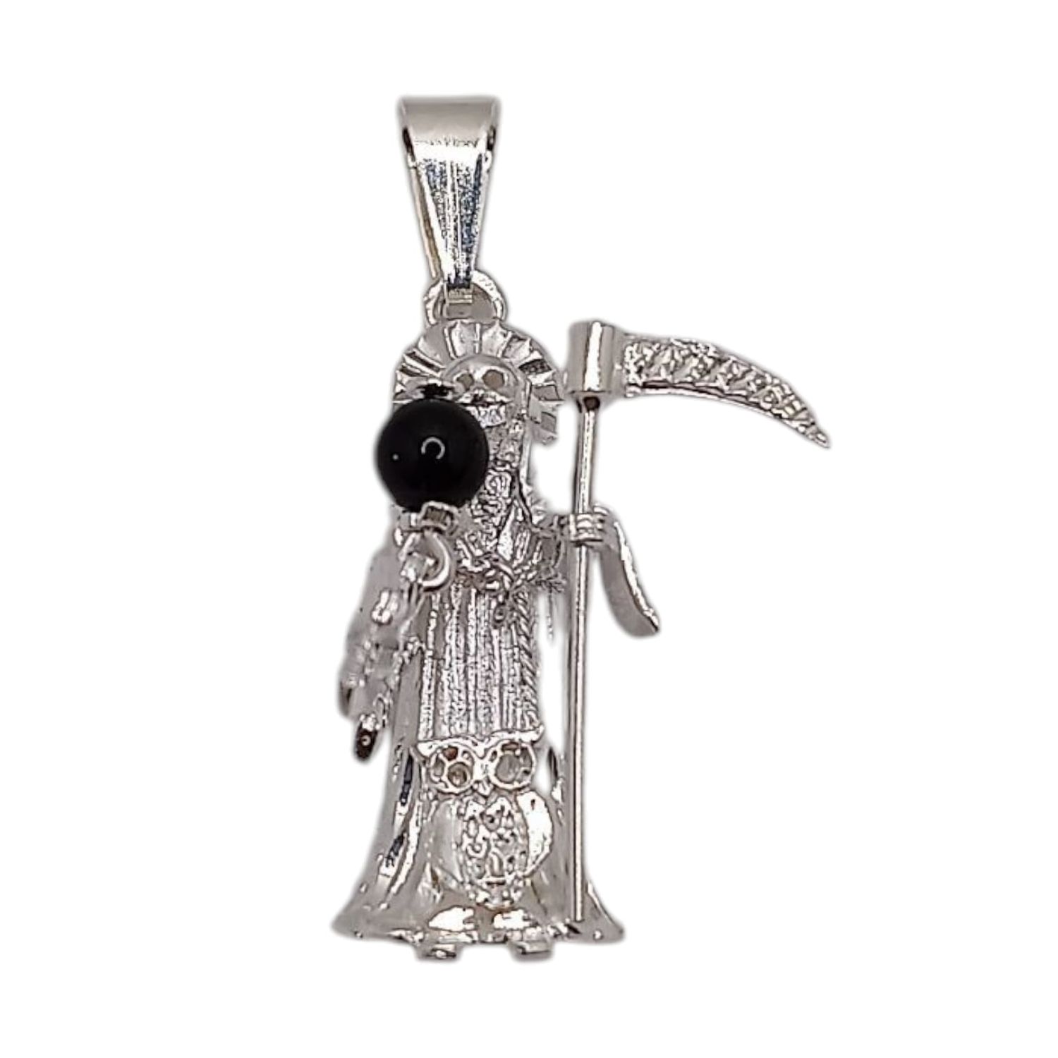 DIJE STA  MUERTE 3 CM LARGO TOTAL PLATA .925