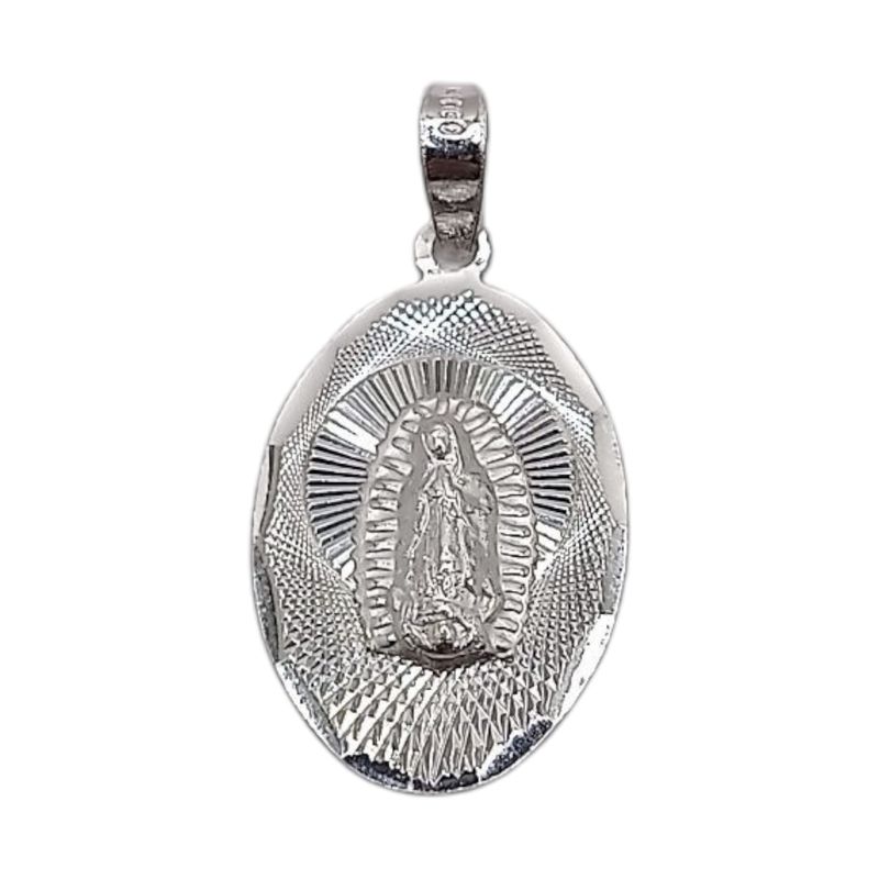 MEDALLA OVALADA DIAMANTADA V DE GPE2.5 CM PLATA .925