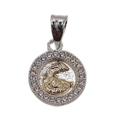 DIJE BAUTIZO BICOLOR 1.5 CM  PLATA .925