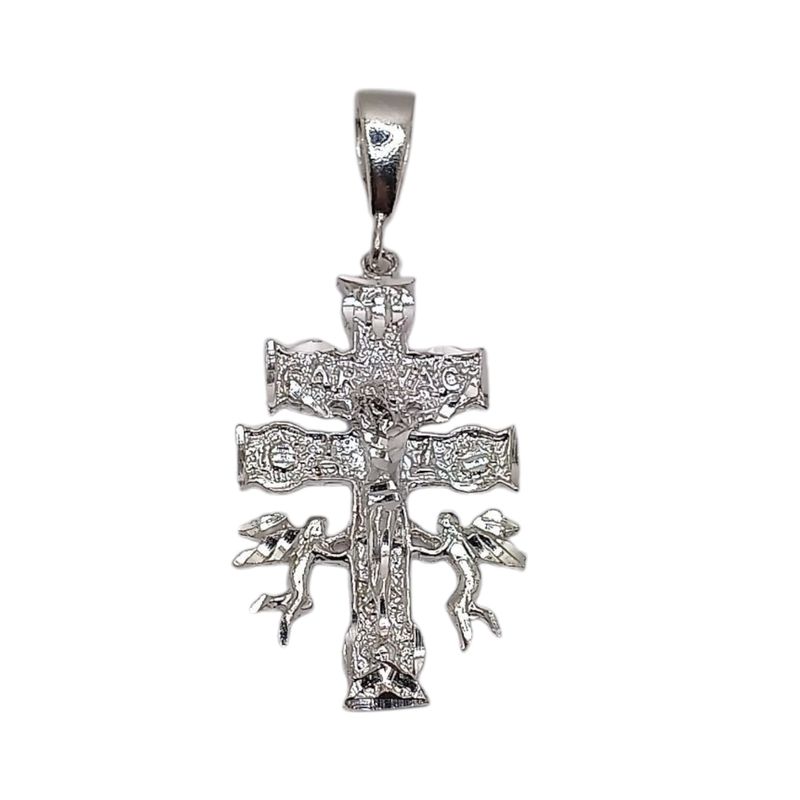 DIJE CRUZ DE CARAVACA 7.8 CM  LARGO TOTAL PLATA .925