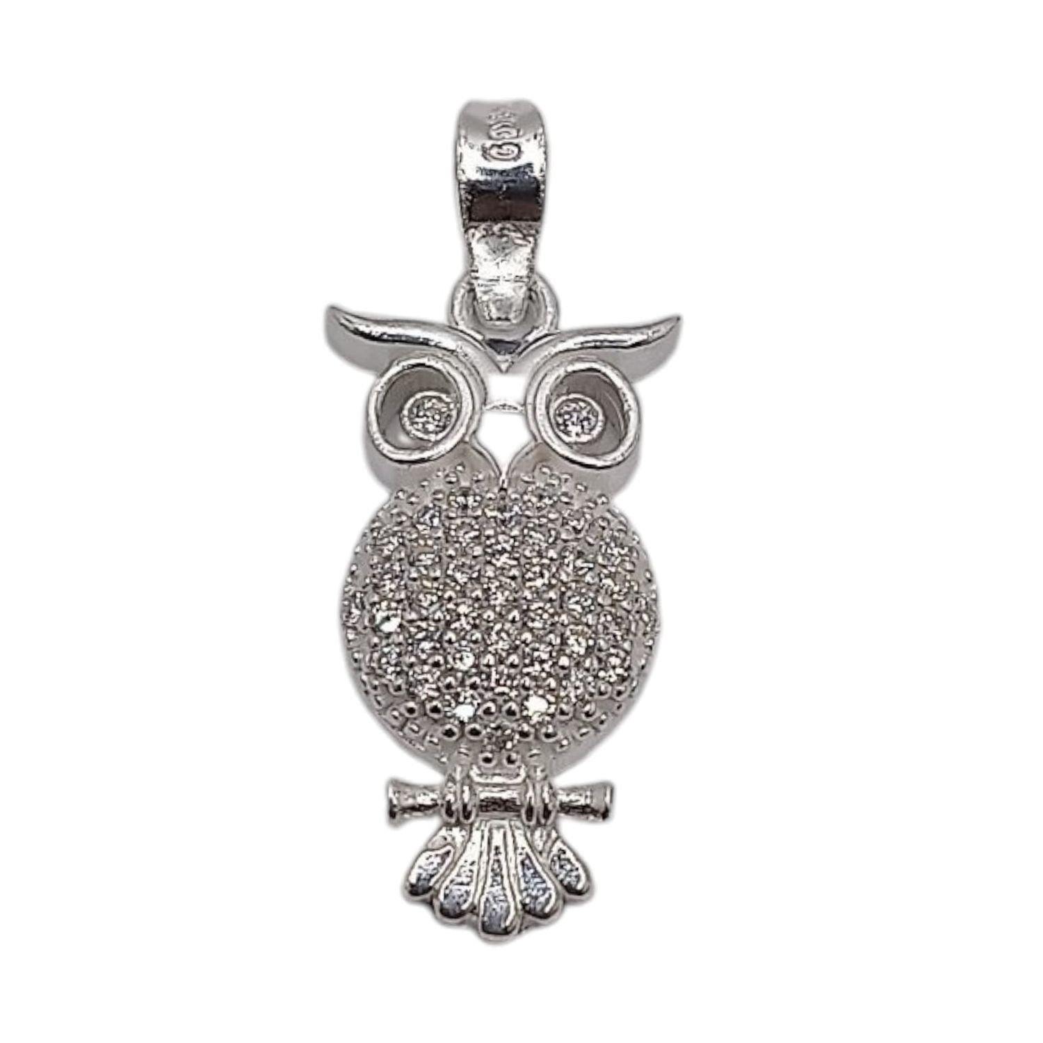 DIJE TECOLOTE CON CZ 2 CM PLATA .925