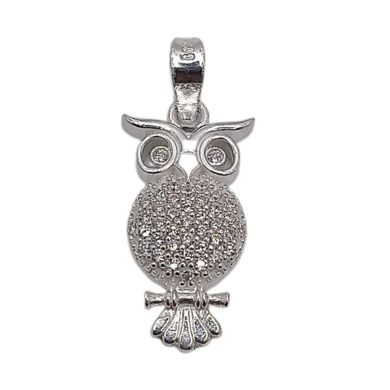 DIJE TECOLOTE CON CZ 2 CM PLATA .925