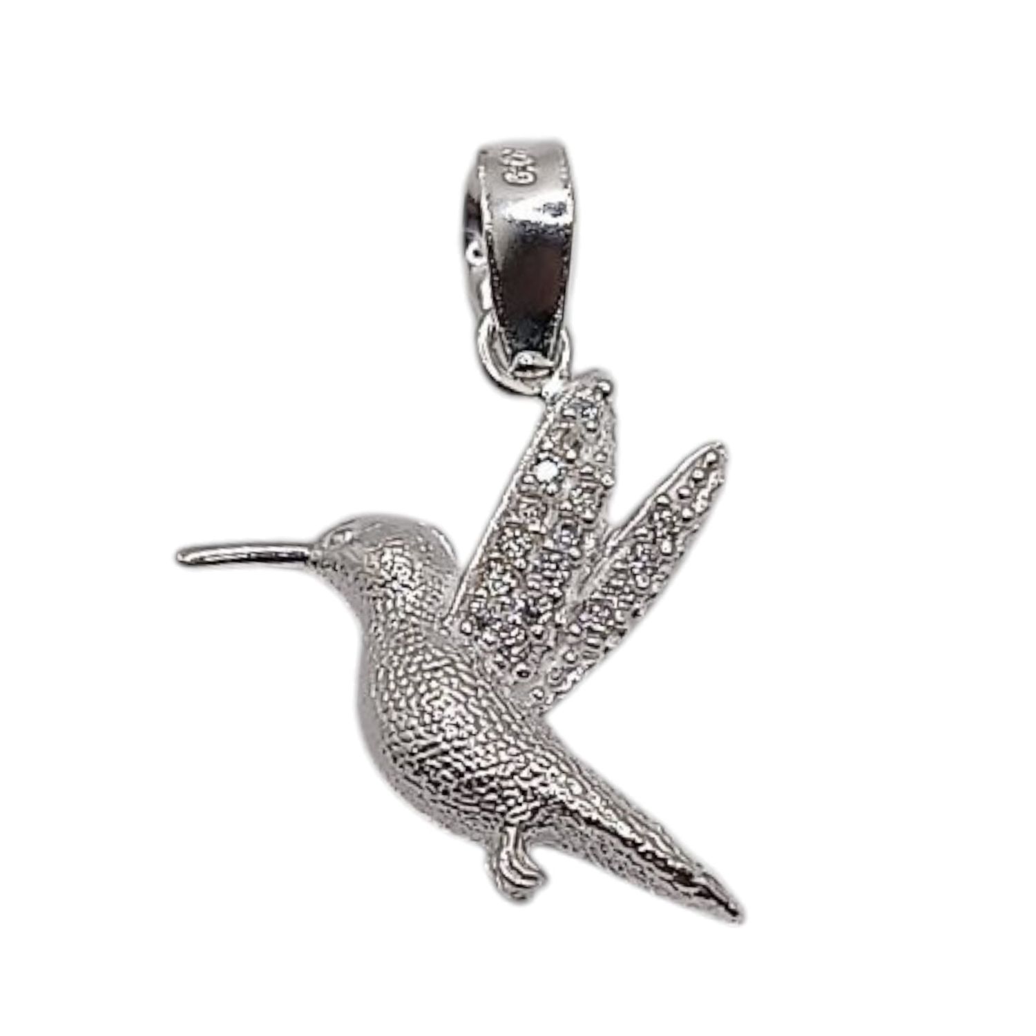DIJE COLIBRI CON MINI CZ 2 CM PLATA .925