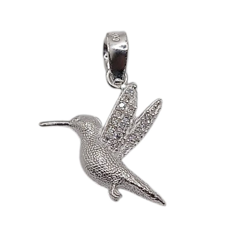 DIJE COLIBRI CON MINI CZ 2 CM PLATA .925