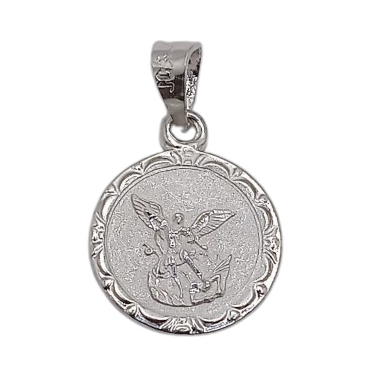 MEDALLA SAN MIGUEL ARCANGEL REDONDA2 2 CM, PLATA .925