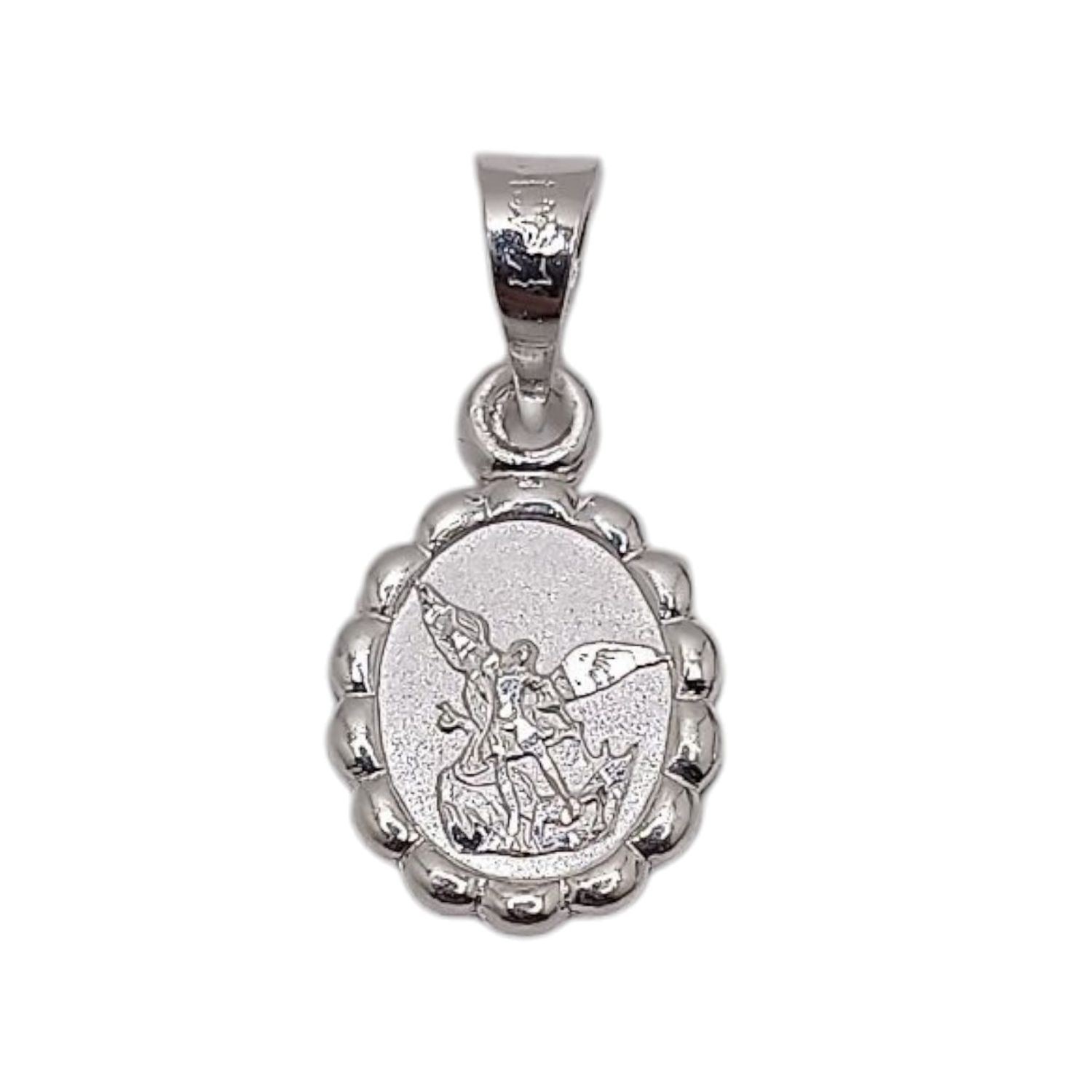 MEDALLA SAN MIGUEL ARCANGEL  OVALADA 1.5 CM, PLATA .925