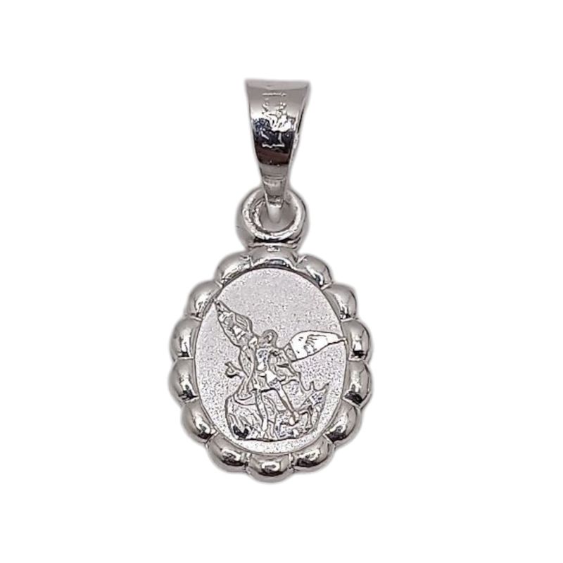 MEDALLA SAN MIGUEL ARCANGEL  OVALADA 1.5 CM, PLATA .925