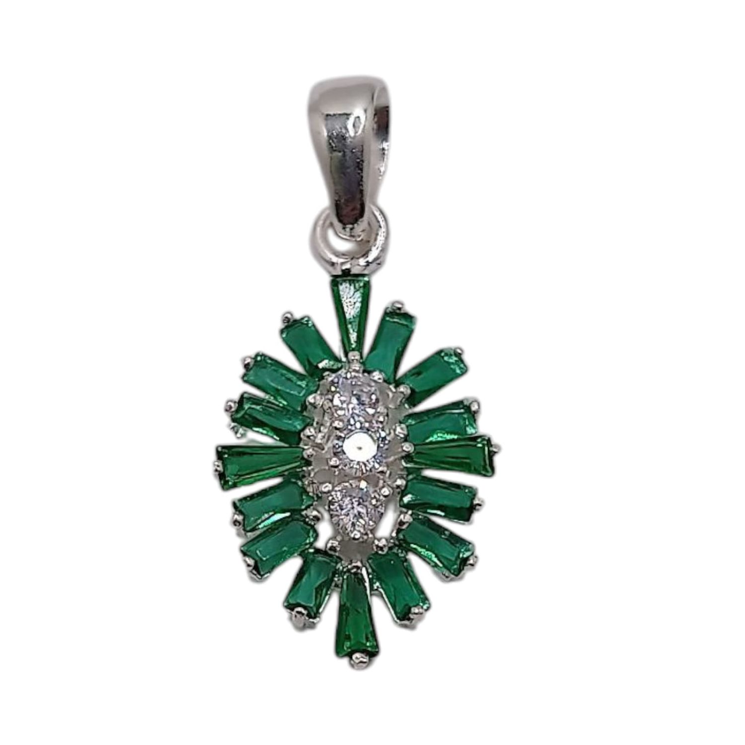 DIJE CZ BGUET CZ VERDE  3 CM, PLATA .925