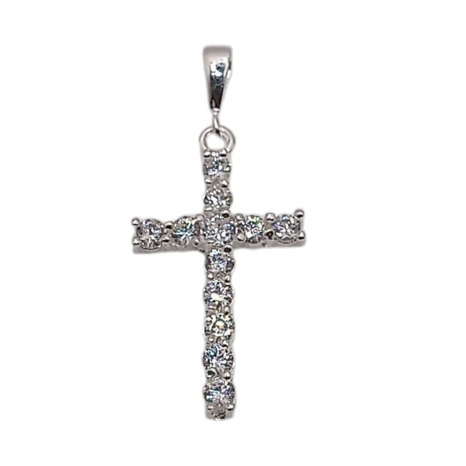 DIJE CRUZ CON CZ 3 CM  PLATA .925
