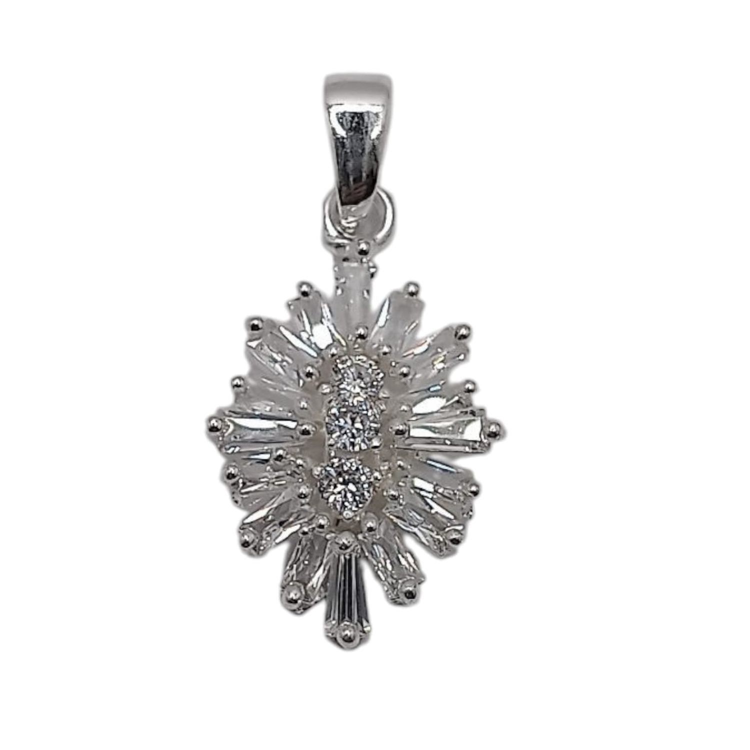 DIJE BAGUET CZ BLANCA  3 CM PLATA .925