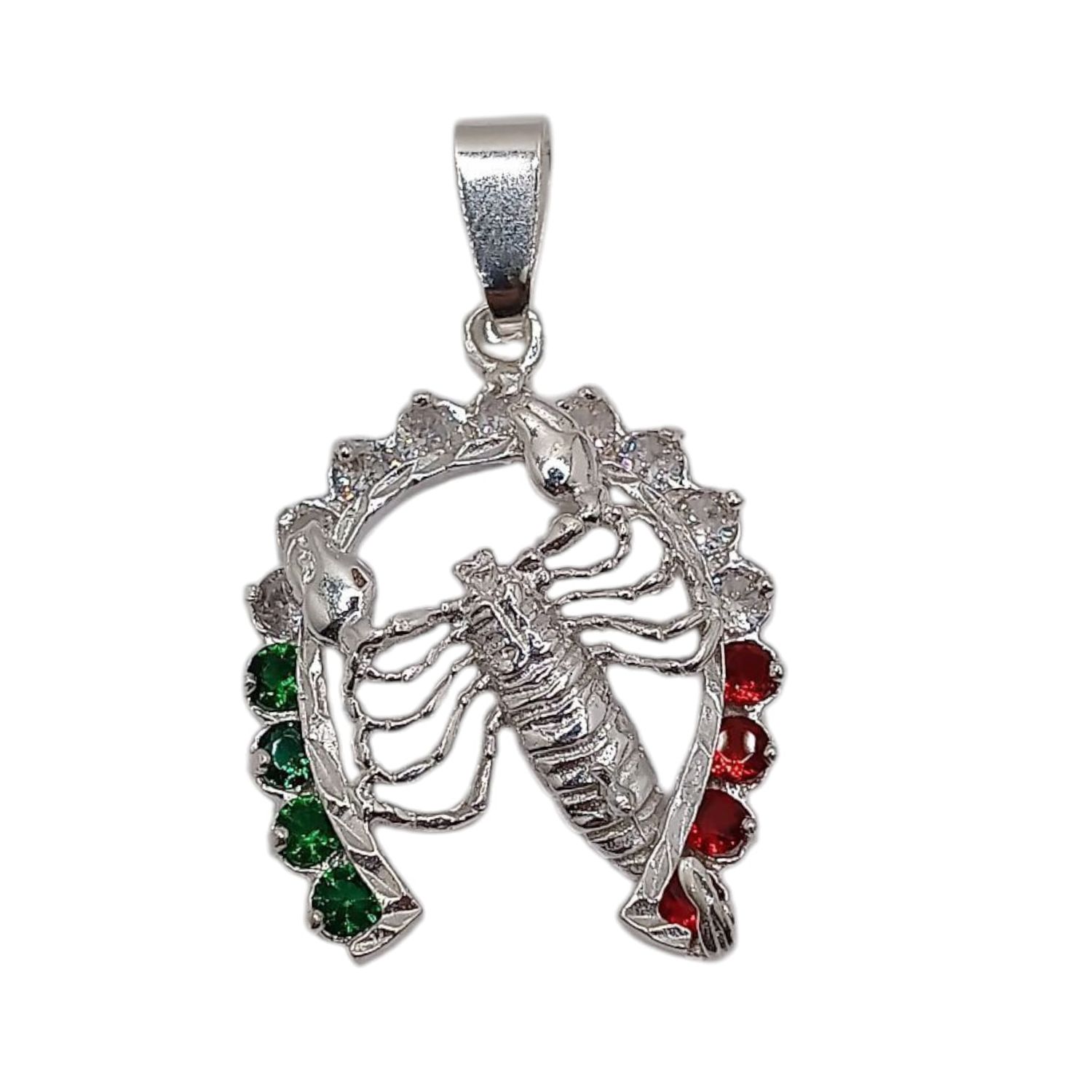 DIJE DE ALACRAN TRICOLOR 4.5 CM PLATA .925