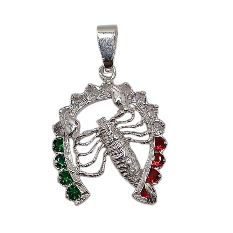 DIJE DE ALACRAN TRICOLOR 4.5 CM PLATA .925