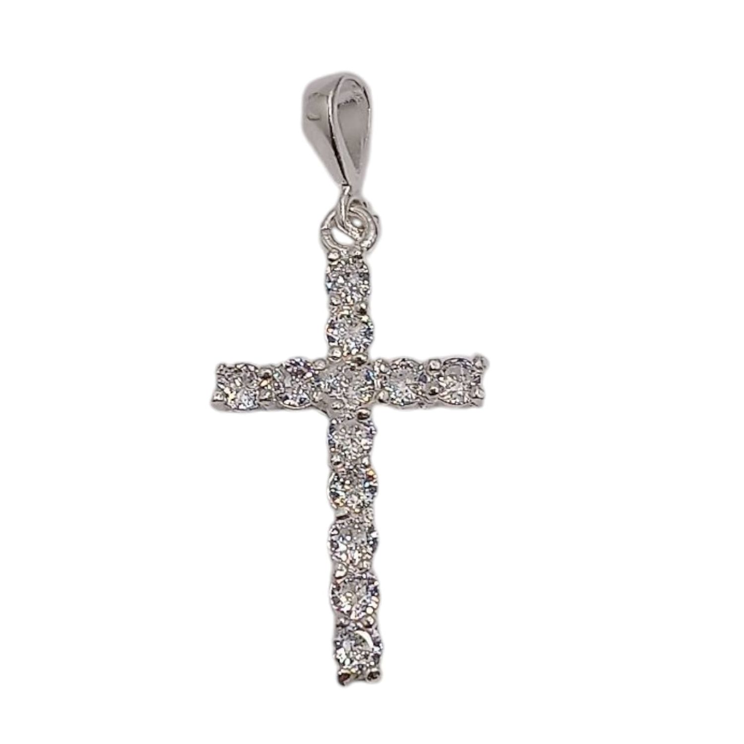 DIJE CRUZ CON CZ  3 CM PLATA .925