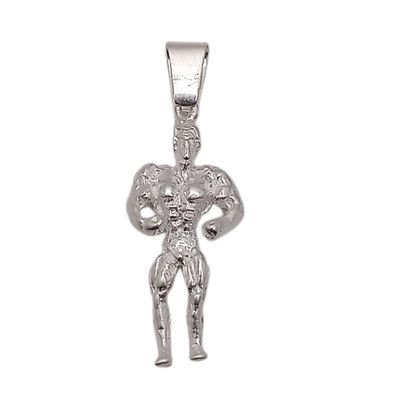 DIJE FISICO CULTURISTA 3 CM PLATA .925