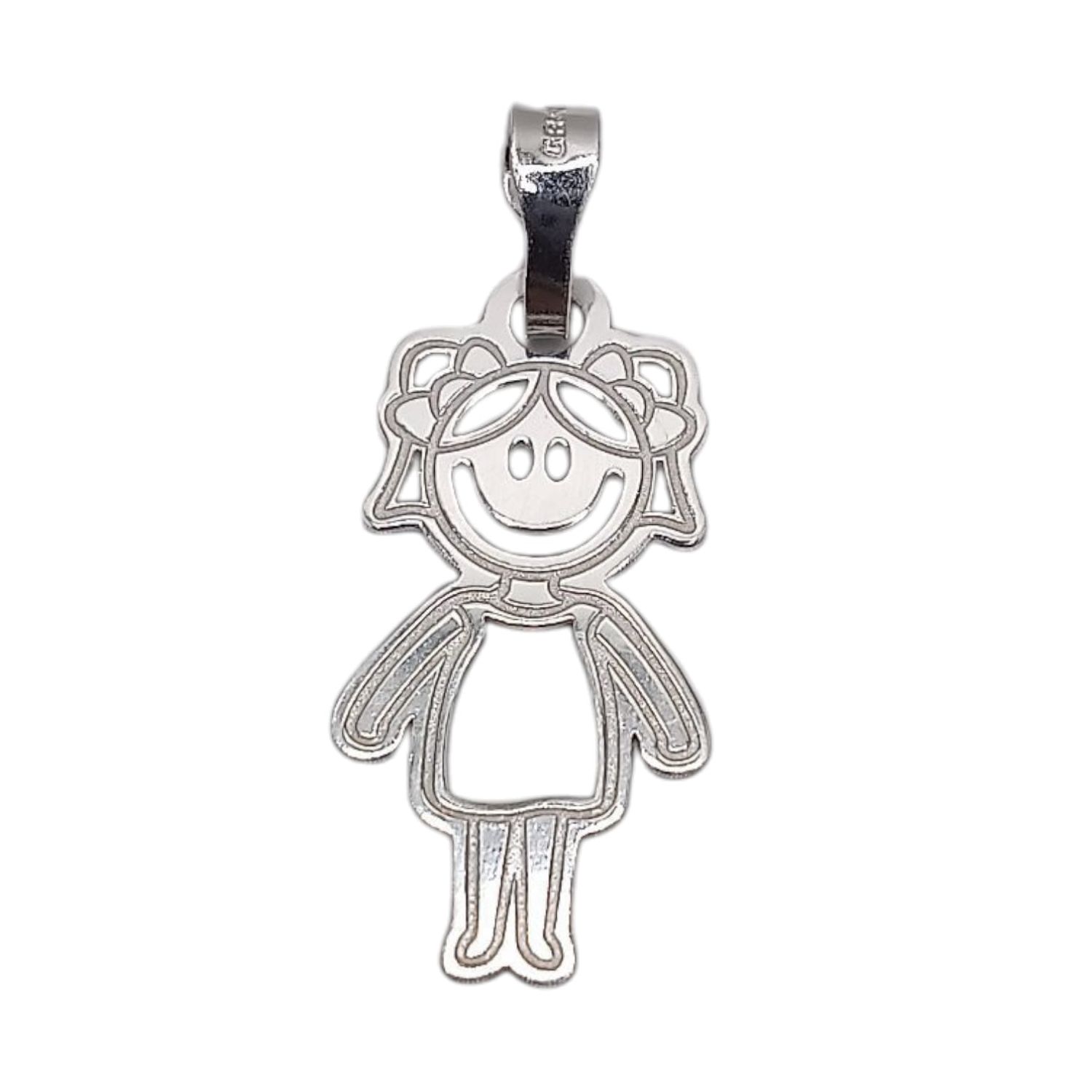 DIJE LASER NIÑA 2.5 CM PLATA .925