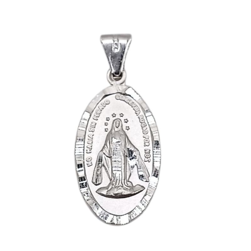MEDALLA VIRGEN  MILAGROSA OVALADA 3 CM, PLATA .925
