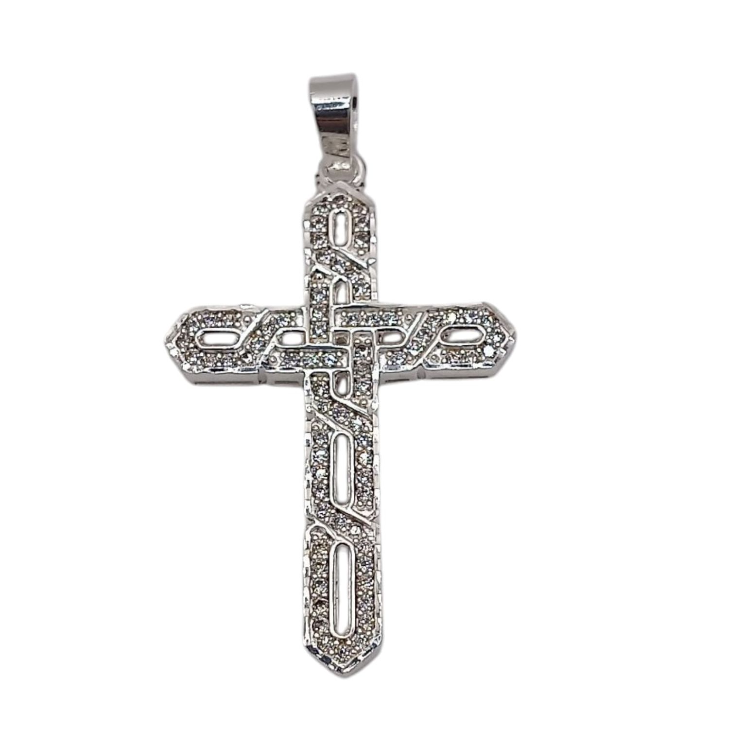 DIJE CRUZ CON CZ 5 CM PLATA .925
