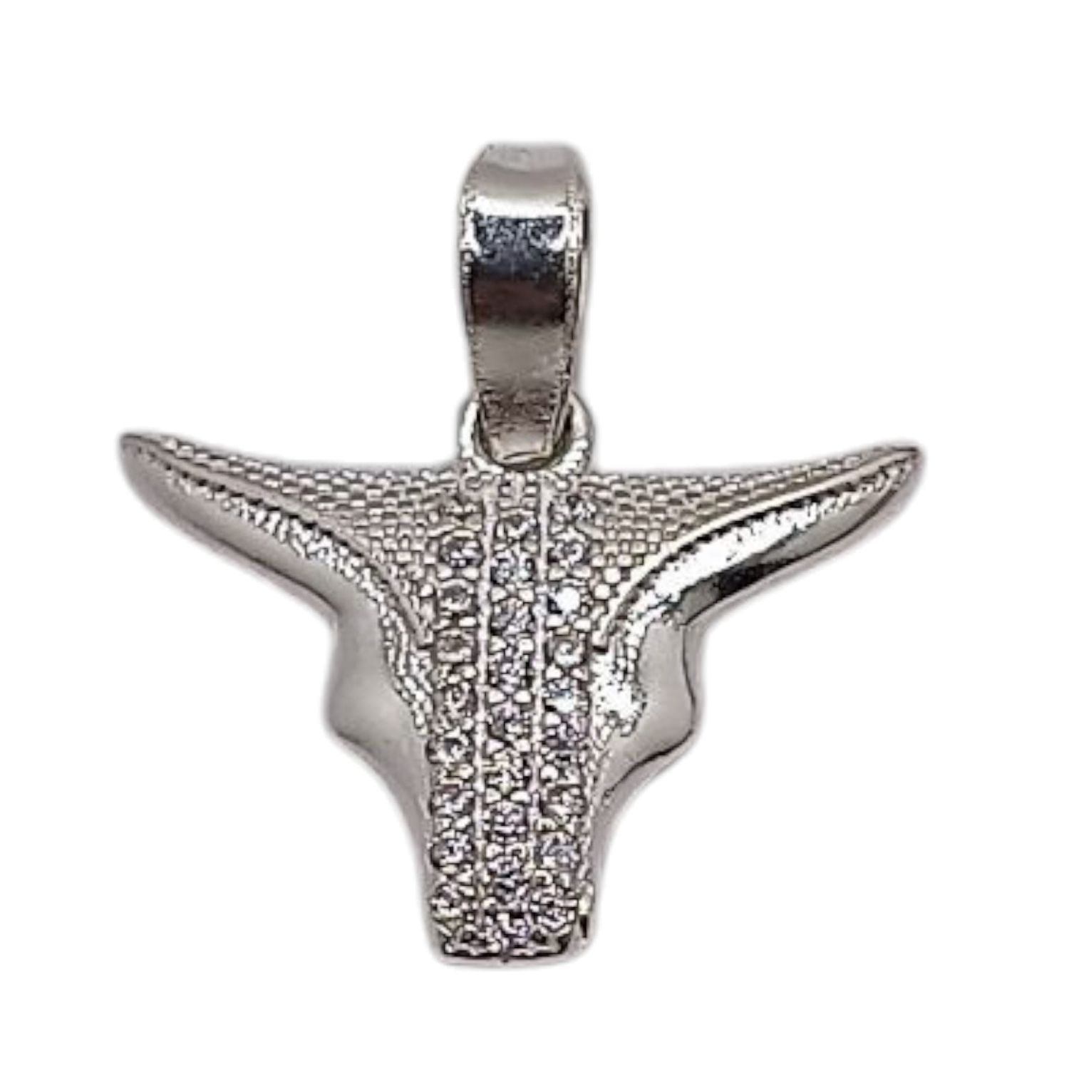 DIJE CABEZA DE TORO CON CZ 1.5 CM PLATA .925