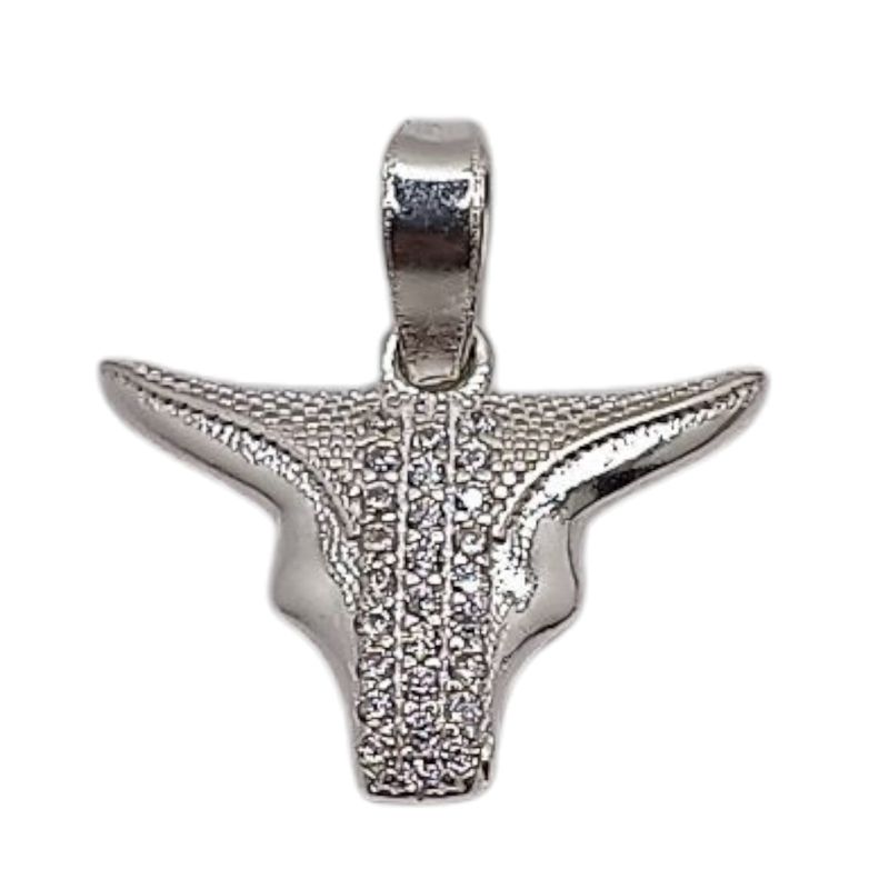 DIJE CABEZA DE TORO CON CZ 1.5 CM PLATA .925