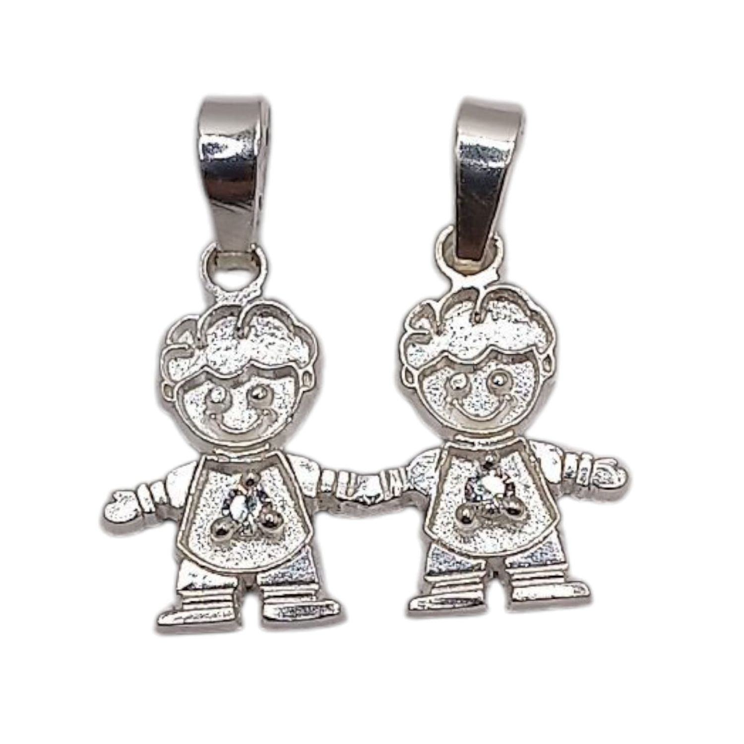 DIJE 2 NIÑOS 1.8 CM  PLATA .925