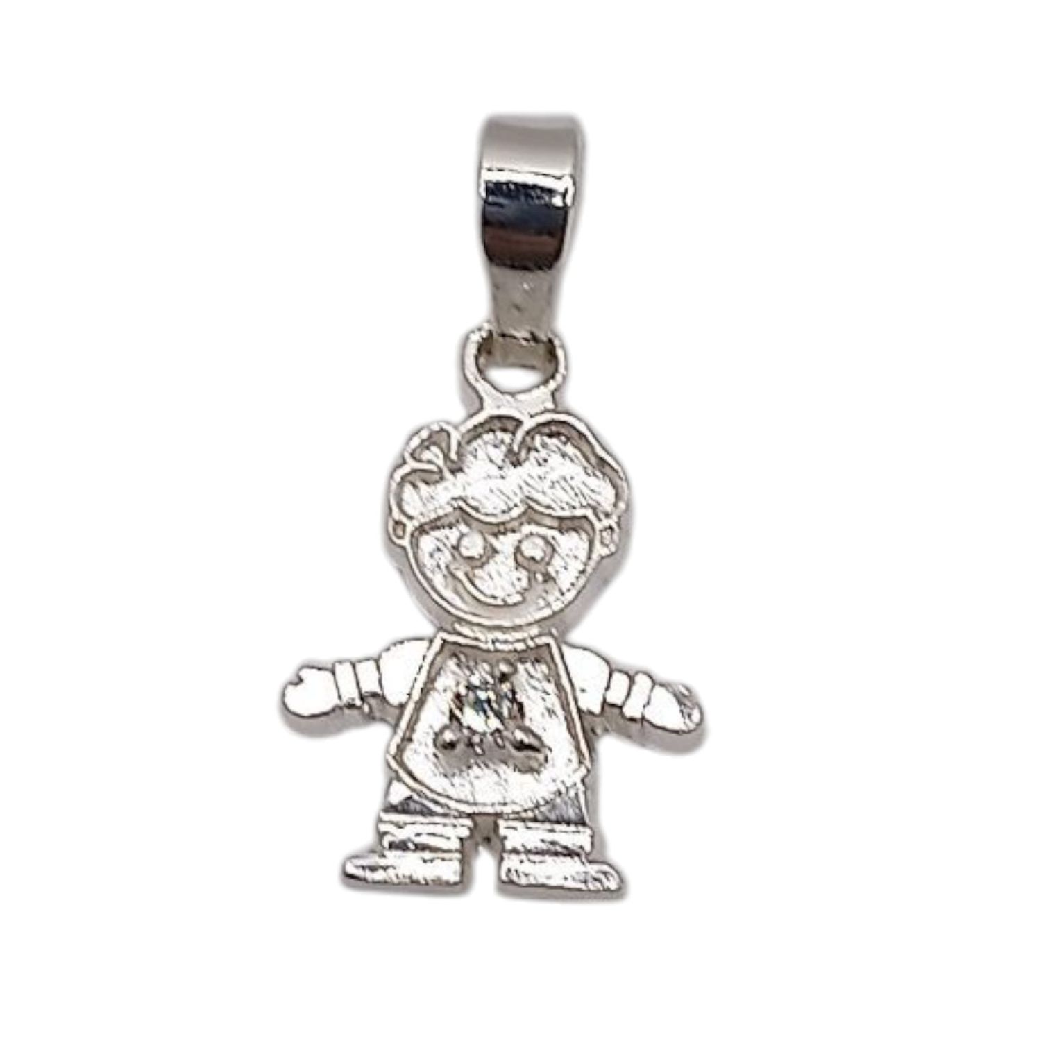 DIJE NIÑO CZ BLANCA 1.8 CM PLATA .925