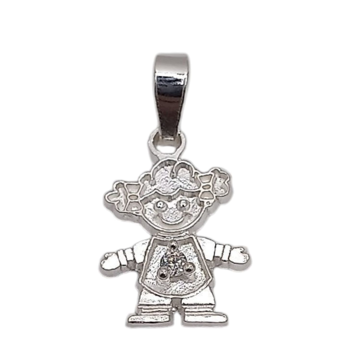 DIJE NIÑA CZ BCA &quot; ABRIL&quot;  1.8 CM PLATA .925