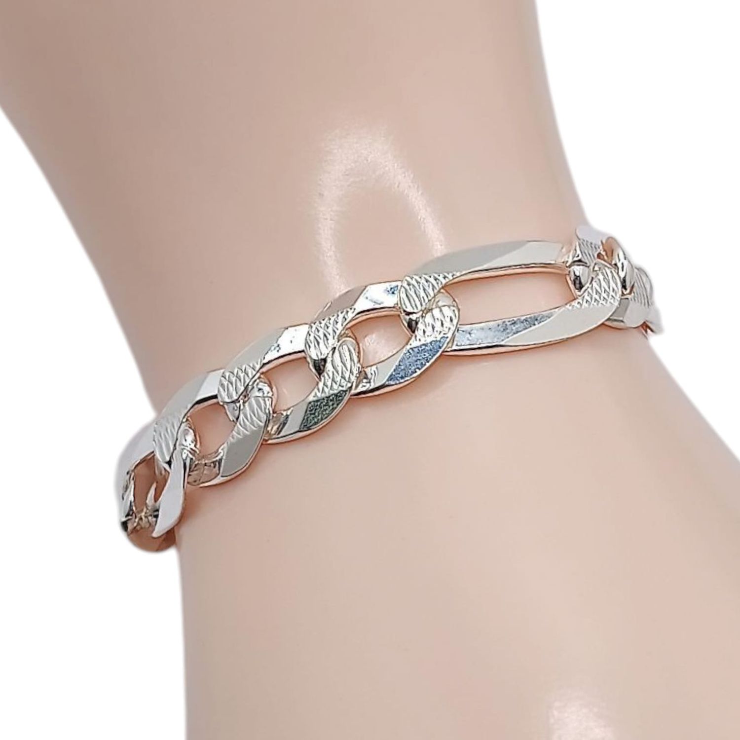 PULSERA FIGARO 10 MM, 9&quot; PLATA .925