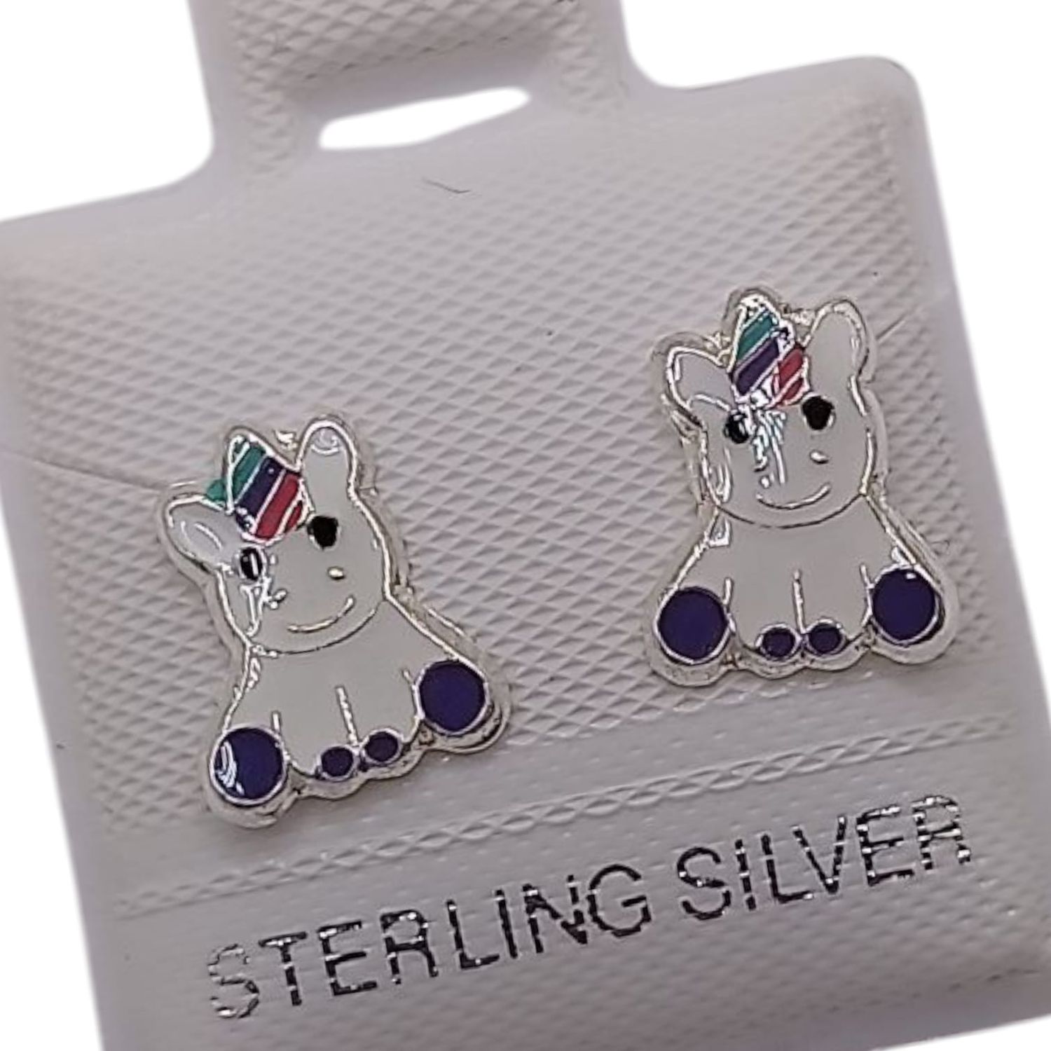 BROQUEL UNICORNIO ESMALTADO LILA, BROCHE BOLITA PLATA .925