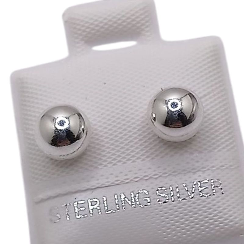 BROQUEL DORMILONA 6 MM, BROCHE BOLITA PLATA .925