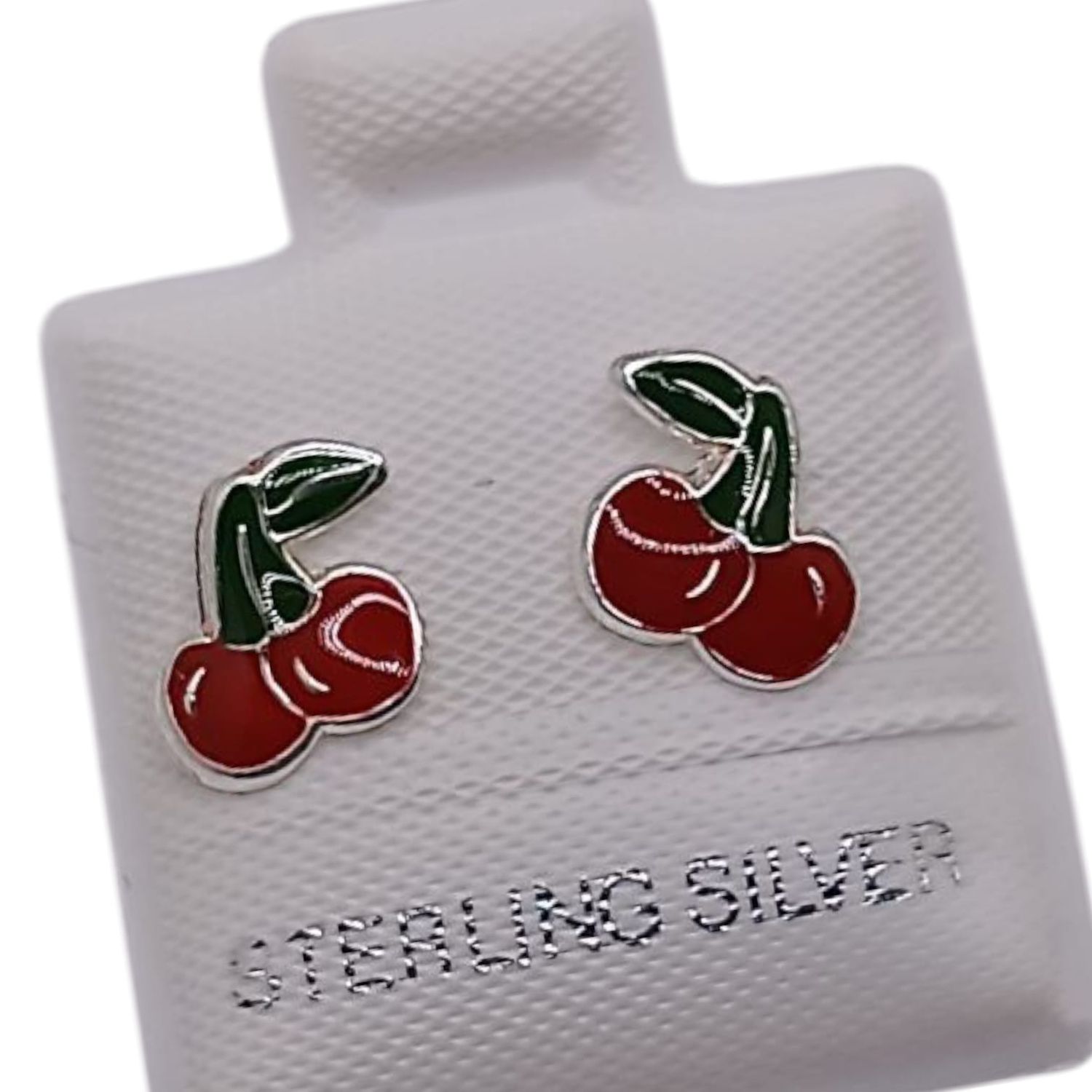 BROQUEL CEREZAS ESMALTADO, BROCHE BOLITA PLATA .925