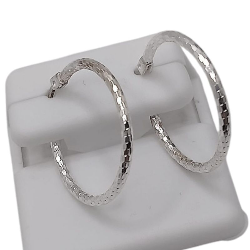 ARRACADA FANCY DIAMANTADA  2.5 CM, PLATA .925