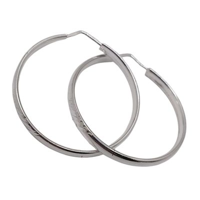 ARRACADA GRABADA 4 CM, PLATA .925