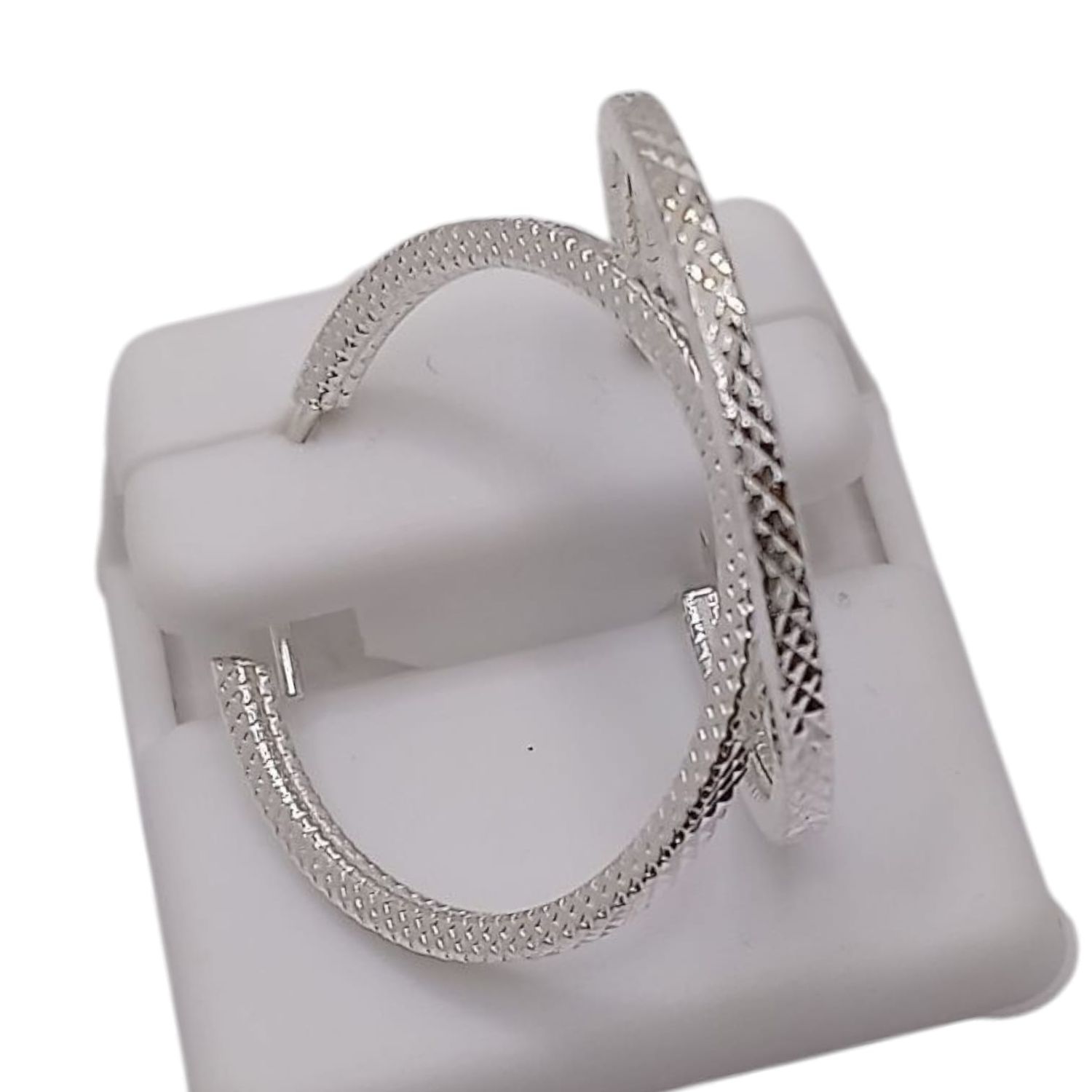 ARRACADA GRABADA 3 CM, PLATA .925