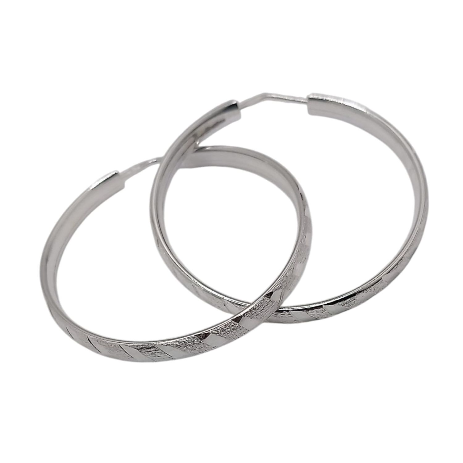 ARRACADA GRABADA 4 CM, PLATA .925