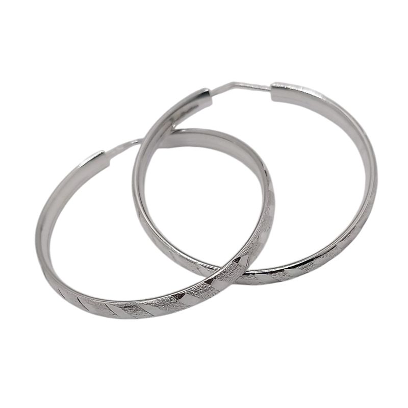ARRACADA GRABADA 4 CM, PLATA .925
