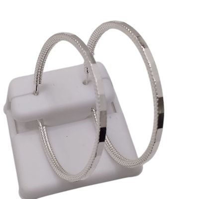 ARRACADA DIAMANTADA Y GRABADA 5 CM, PLATA .925