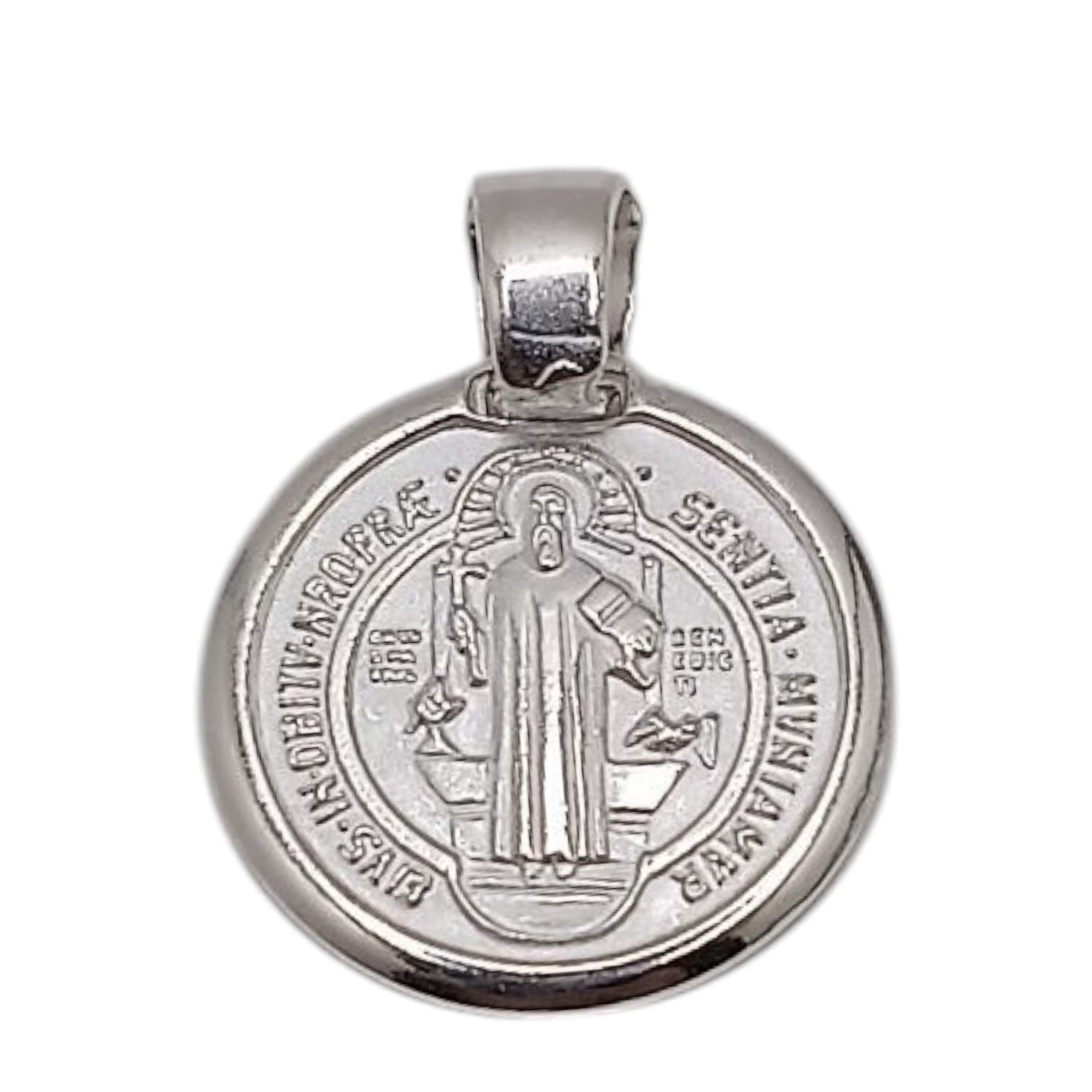 MEDALLA S BENITO FANCY  2.5 CM LARGO TOTAL PLATA .925