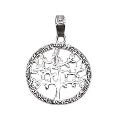 ARBOL DE LA VIDA MICROPAVE 2 CM CON CZ  PLATA .925