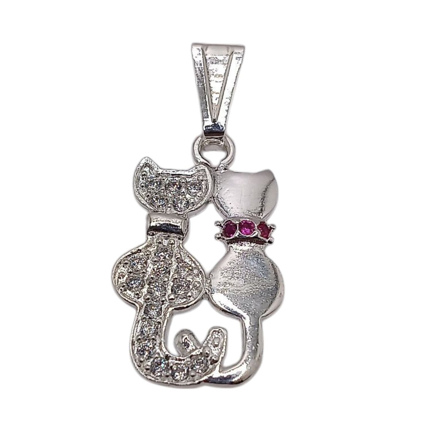 DIJE PAREJA DE GATOS  2.5cm. PLATA .925